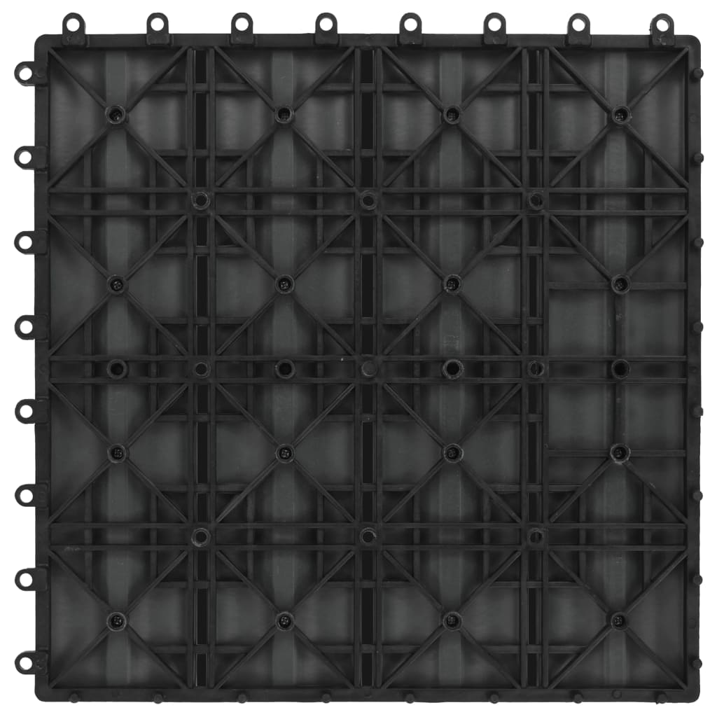 vidaXL Grindų plyt., 11vnt., gil. įsp., WPC, 30x30cm, 1m², juod.