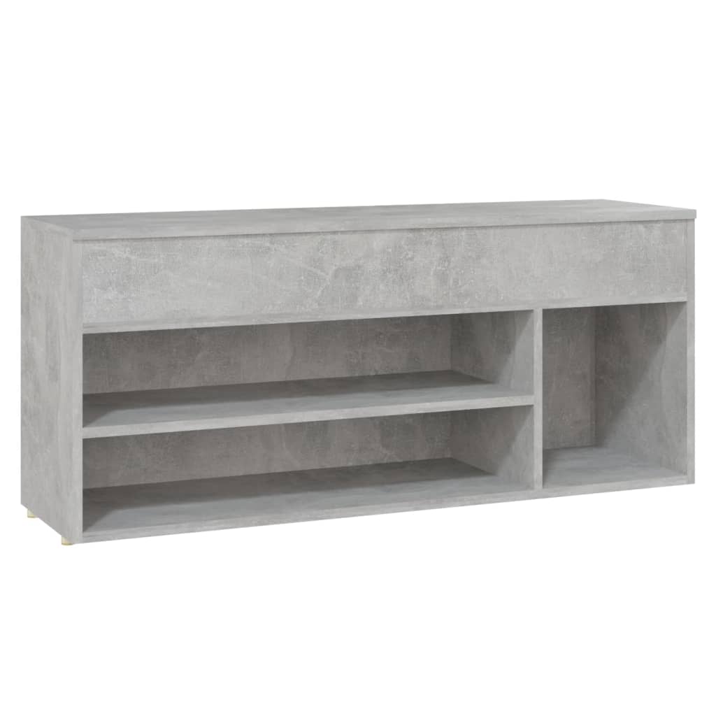 vidaXL Batų suoliukas, betono pilkos spalvos, 105x30x45cm, MDP