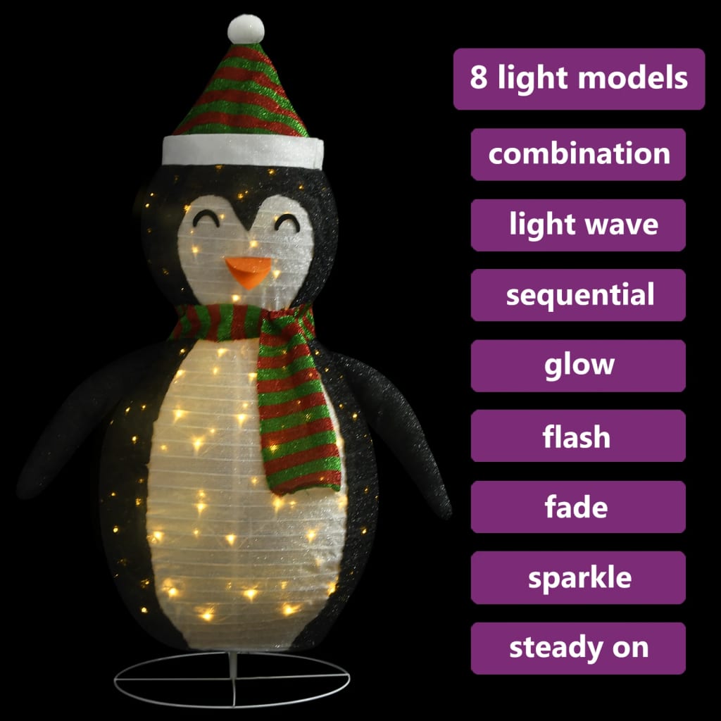vidaXL Kalėdinė dekoracija pingvinas, 60cm, prabangus audinys, LED