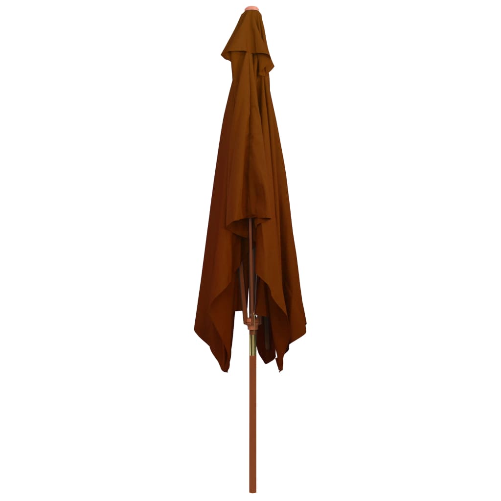 vidaXL Lauko skėtis su mediniu stulpu, terakota spalvos, 200x300cm