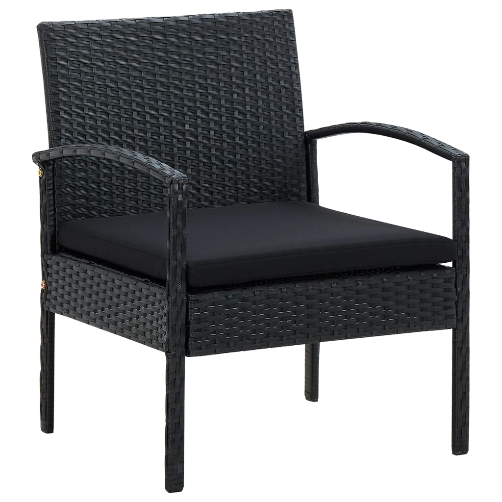 vidaXL Sodo kėdė su pagalvėle, juodos spalvos, poliratanas