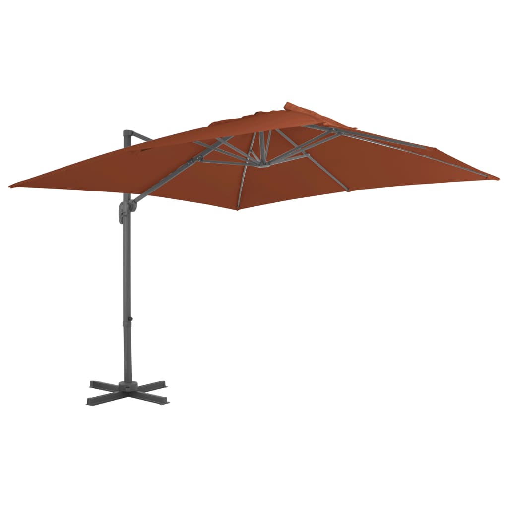 vidaXL Gembės formos skėtis su aliuminio stulpu, terakota, 400x300cm