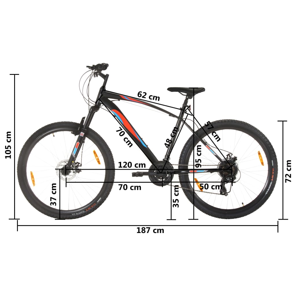 vidaXL Kalnų dviratis, juodas, 21 greitis, 29 colių ratai