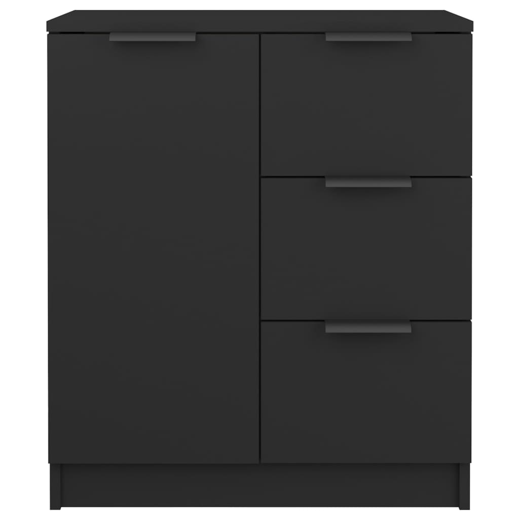 vidaXL Šoninės spintelės, 2vnt., juodos, 60x30x70cm, apdirbta mediena