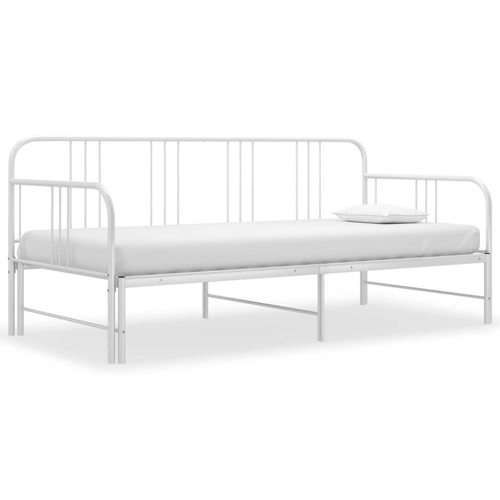 vidaXL Ištraukiamos sofos-lovos rėmas, baltas, 90x200cm, metalas