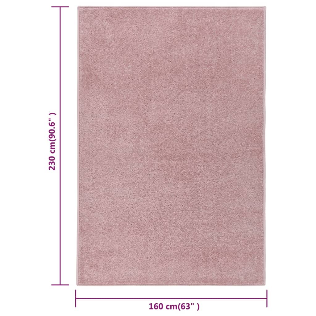 vidaXL Kilimėlis, rožinės spalvos, 160x230cm, trumpi šereliai