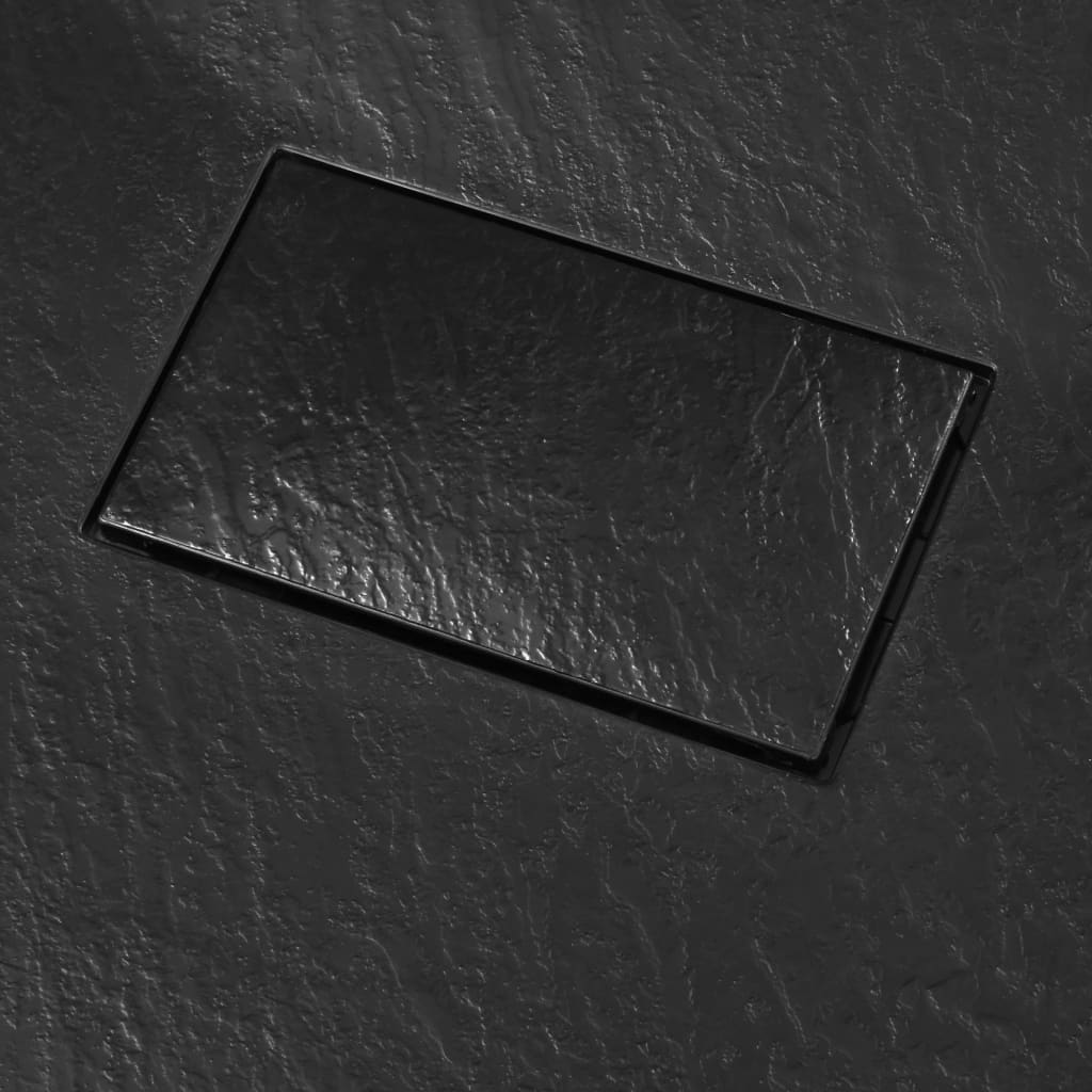 vidaXL Dušo padėklas, juodos spalvos, 90x70 cm, lieto lakšto junginys
