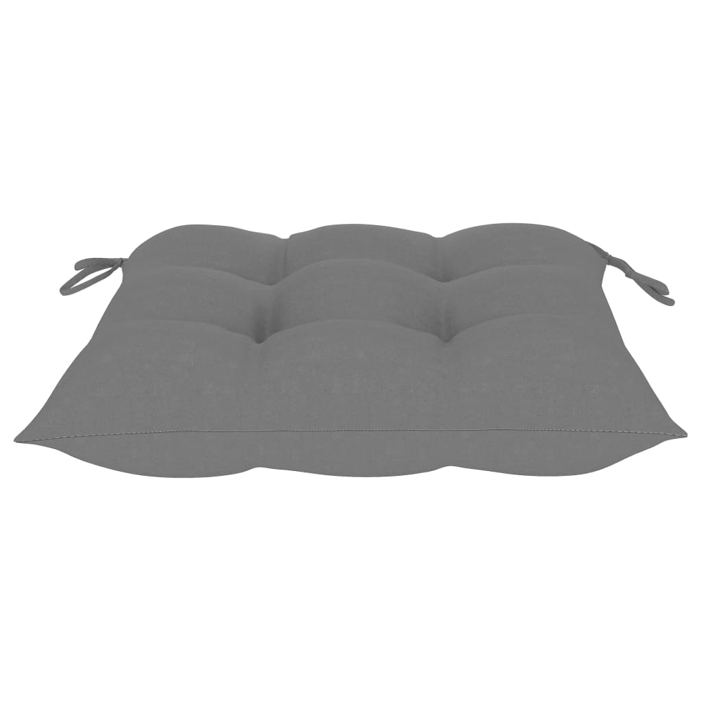vidaXL Bistro komplektas su pilkomis pagalvėlėmis, 3 dalių, tikmedis