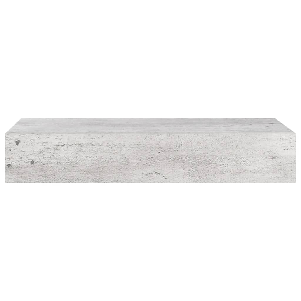 vidaXL Sieninė lentyna su stalčiumi, betono pilka, 60x23,5x10cm, MDF