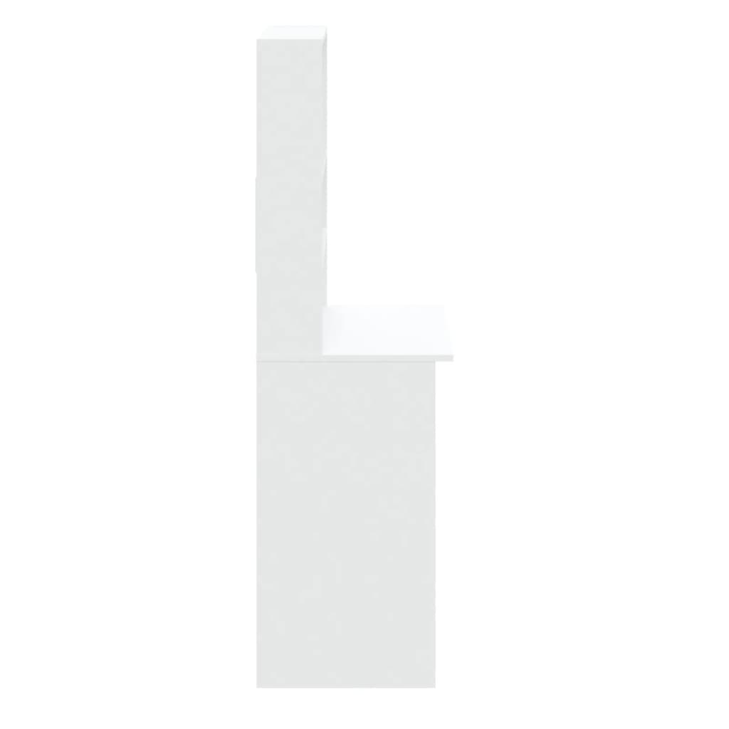 vidaXL Rašomasis stalas su lentynomis, baltas, 102x45x148cm, mediena