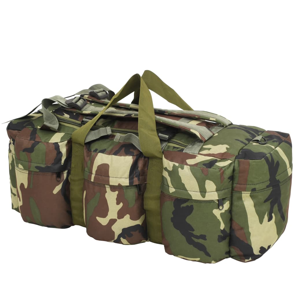 vidaXL 3-1 Militaristinio stiliaus daiktų krepšys, kamufliažinis, 90l