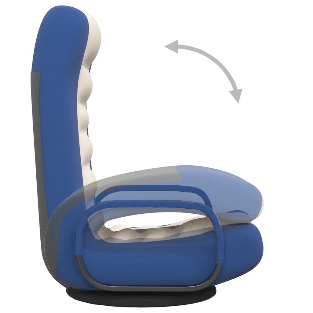 vidaXL Ant grindų pastatoma pasukama kėdė, mėlyna/kreminė, audinys