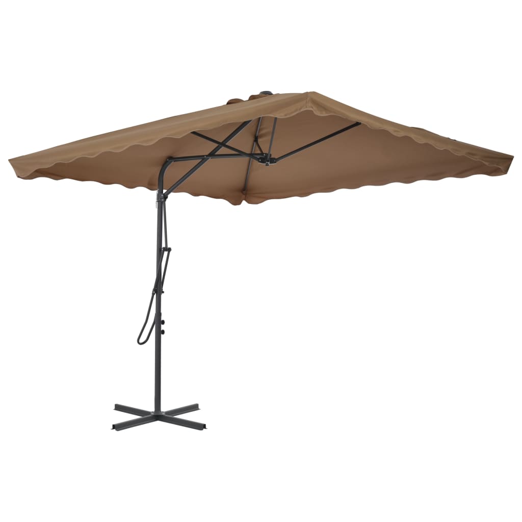 vidaXL Lauko skėtis su plieniniu stulpu, taupe sp., 250x250 cm