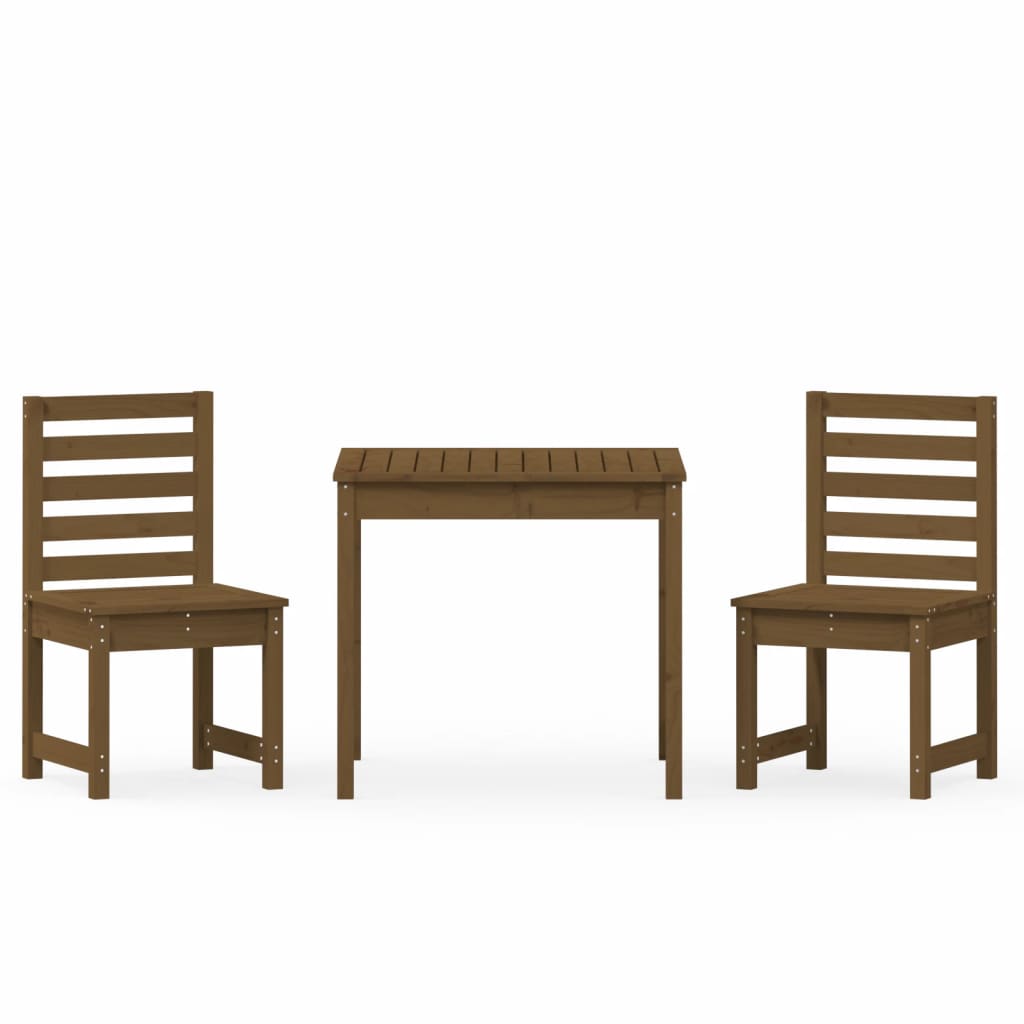 vidaXL Sodo bistro baldų komplektas, 3 dalių, medaus rudas, pušis