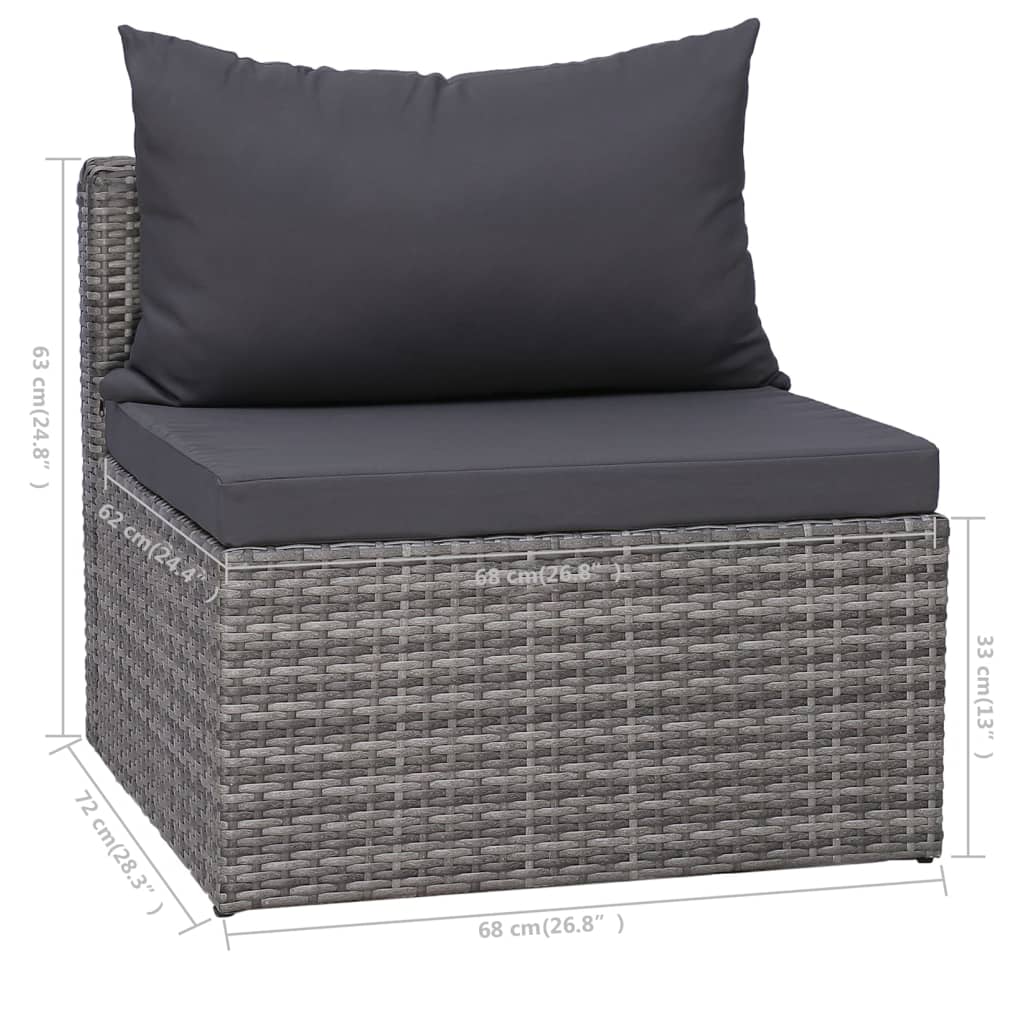 vidaXL Sodo sofos kompl. su pag. ir pagalvėmis, 6d., pilk. sp., polir.