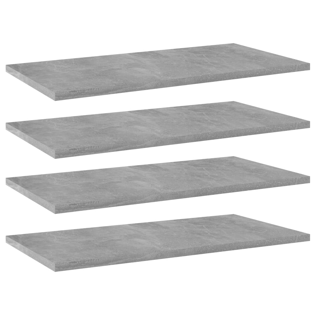 vidaXL Knygų lentynos plokštės, 4vnt., betono pilkos, 60x30x1,5cm, MDP