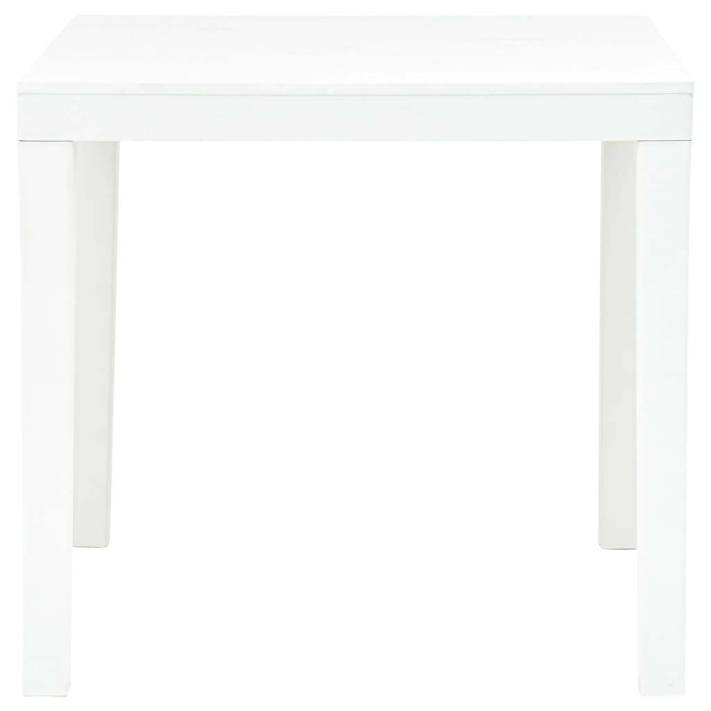 vidaXL Sodo stalas su 2 suoliukais, baltos spalvos, plastikas