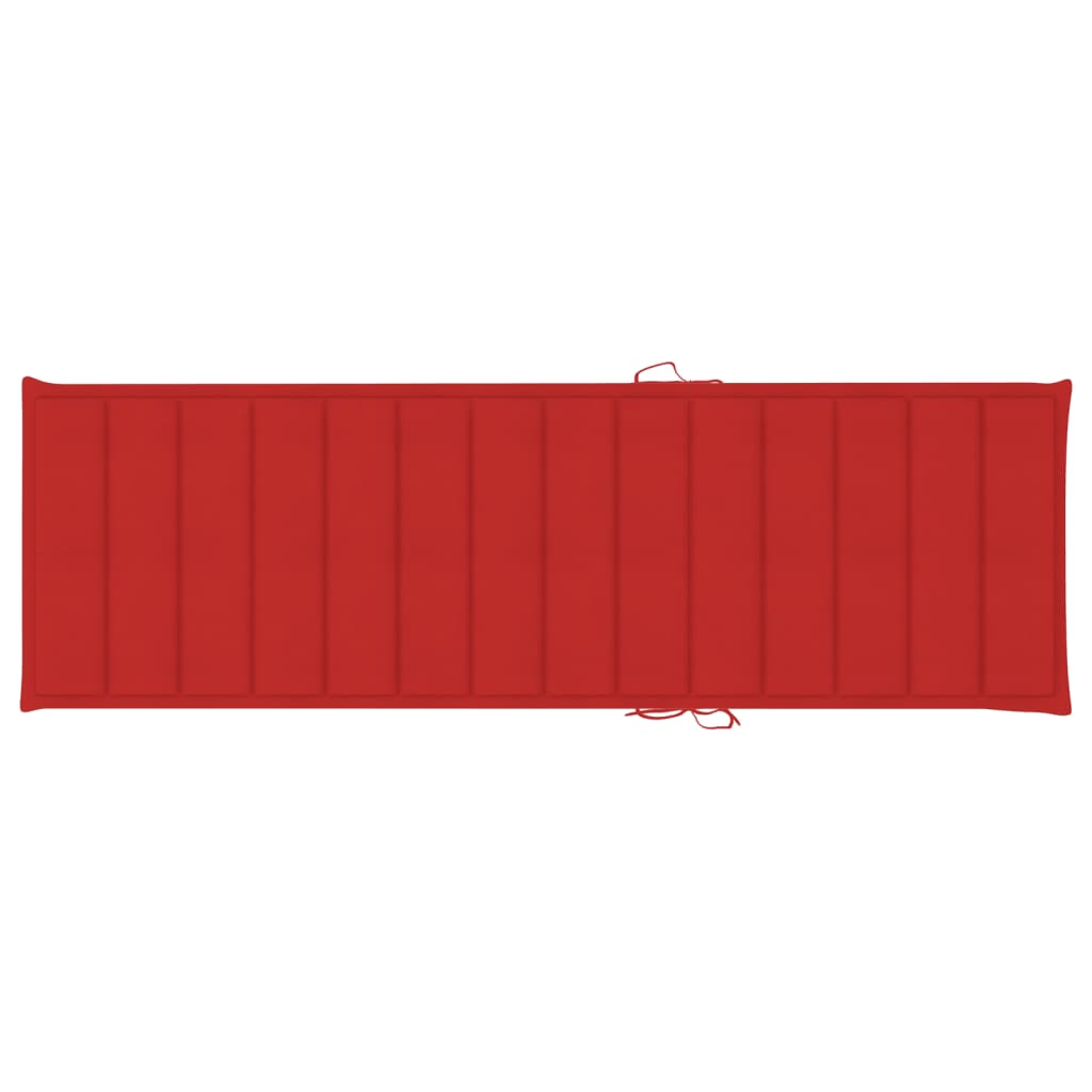 vidaXL Saulės gultas su raudonu čiužinuku, impregnuota pušis