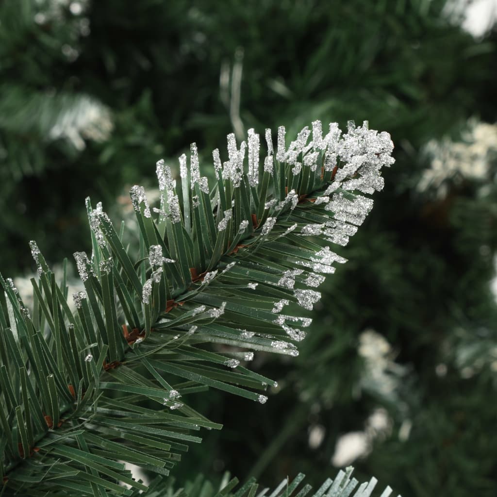 vidaXL Dirbtinė kalėdinė eglutė su kankorėžiais ir baltu blizg., 210cm
