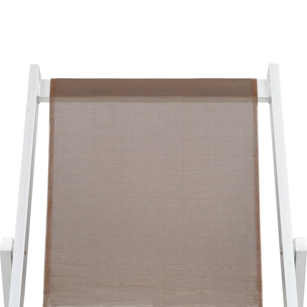 vidaXL Sulankst. paplūd. kėdės, 2vnt., rudos sp., alium. ir tekstil.