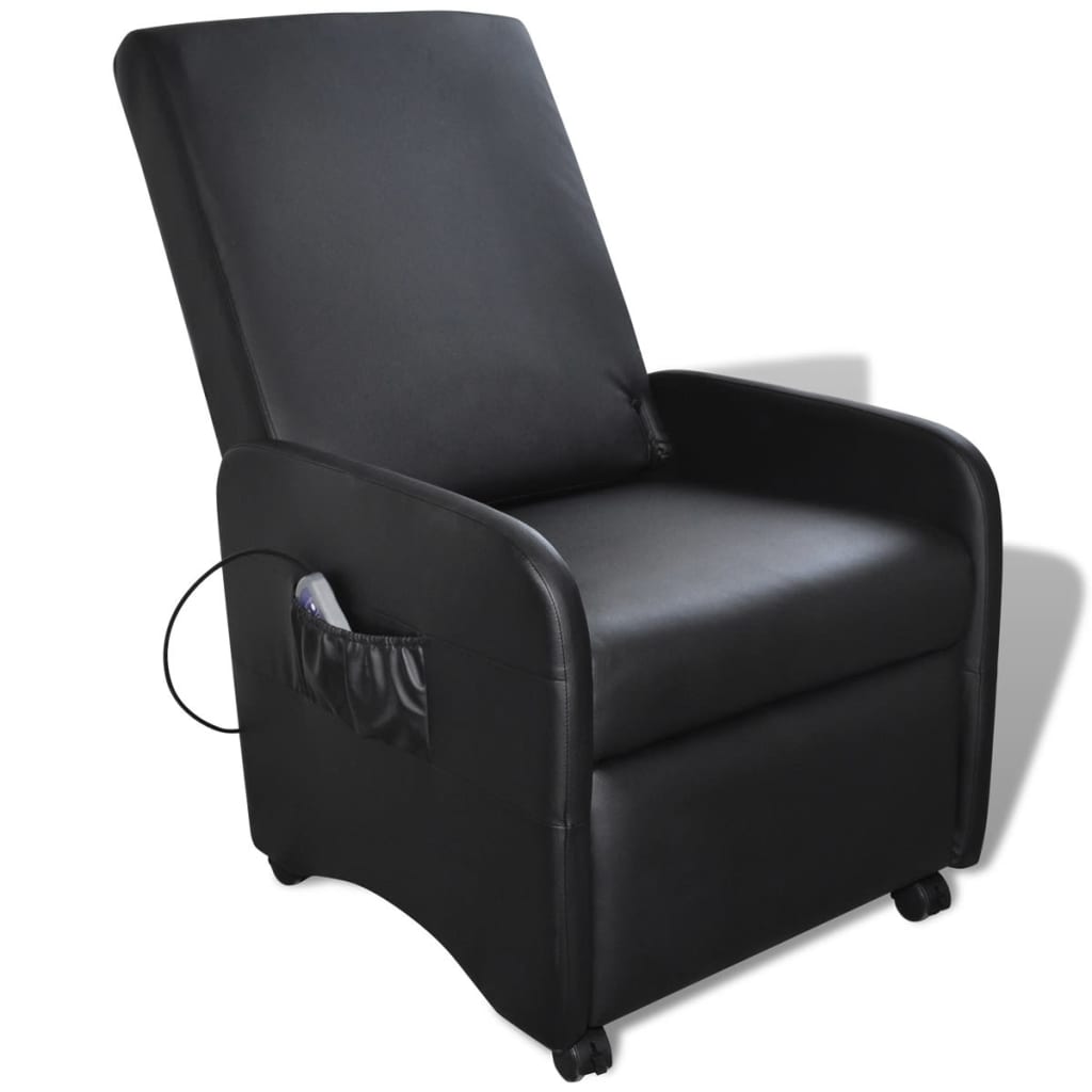 vidaXL Masažinis krėslas, juodas, dirbtinė oda
