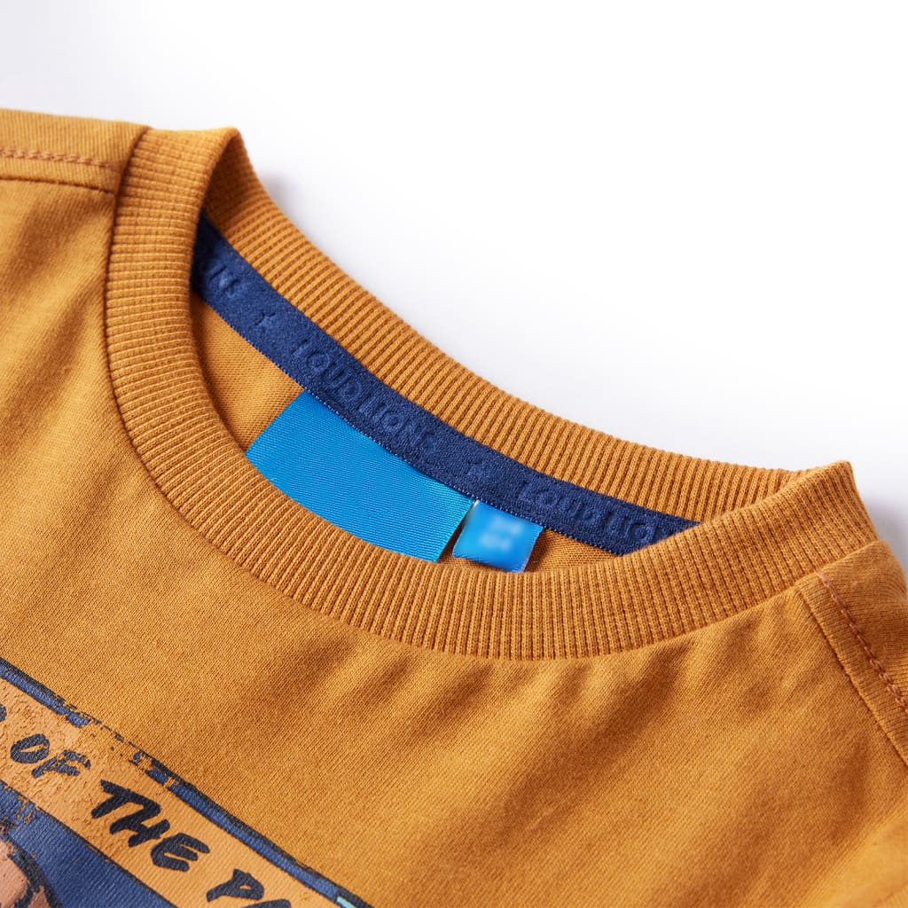 Vaikiški marškinėliai ilgomis rankovėmis, geltonai rudi, 92 dydžio