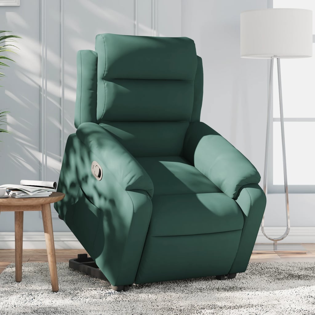vidaXL Atsistojantis atlošiamas krėslas, tamsiai žalias, aksomas