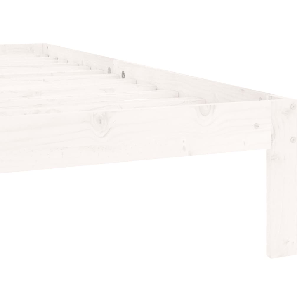 vidaXL Lovos rėmas, baltos spalvos, 90x200cm, pušies medienos masyvas