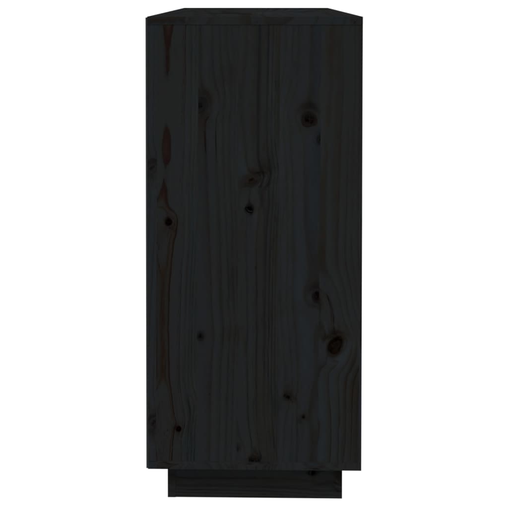 vidaXL Šoninė spintelė, juoda, 110,5x35x80cm, pušies medienos masyvas