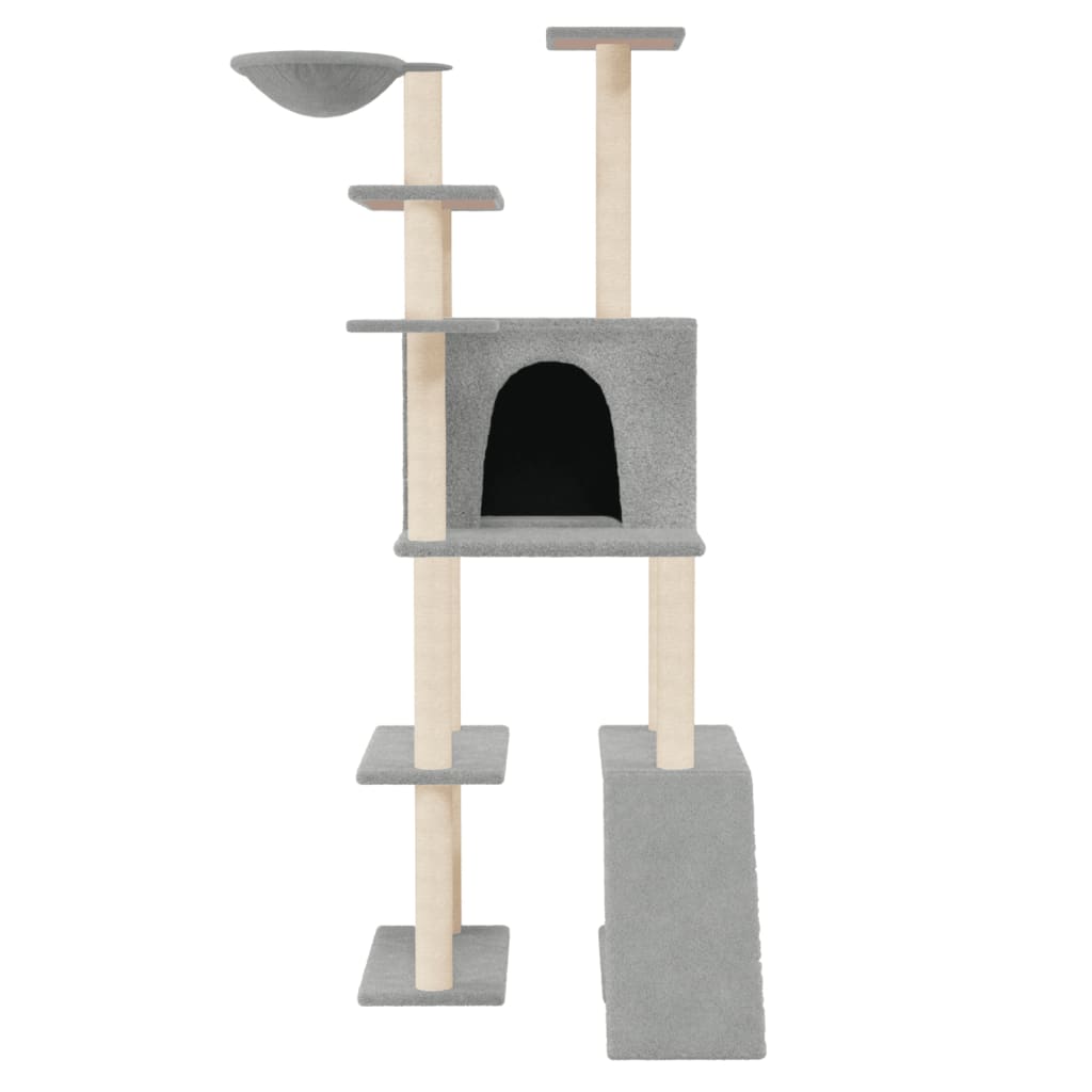 vidaXL Draskyklė katėms su stovais iš sizalio, šviesiai pilka, 166cm