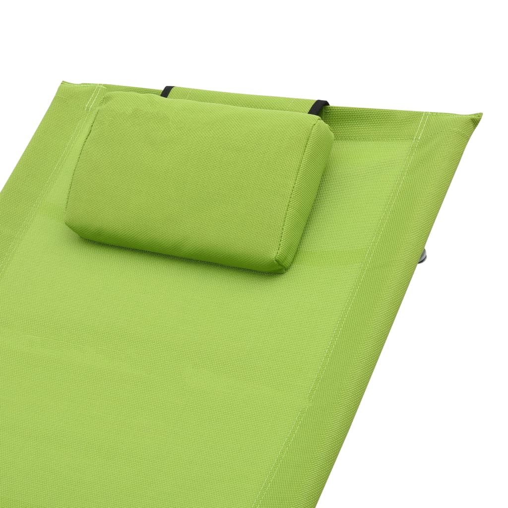 vidaXL Saulės gultas su pagalve, žalios spalvos, tekstilenas
