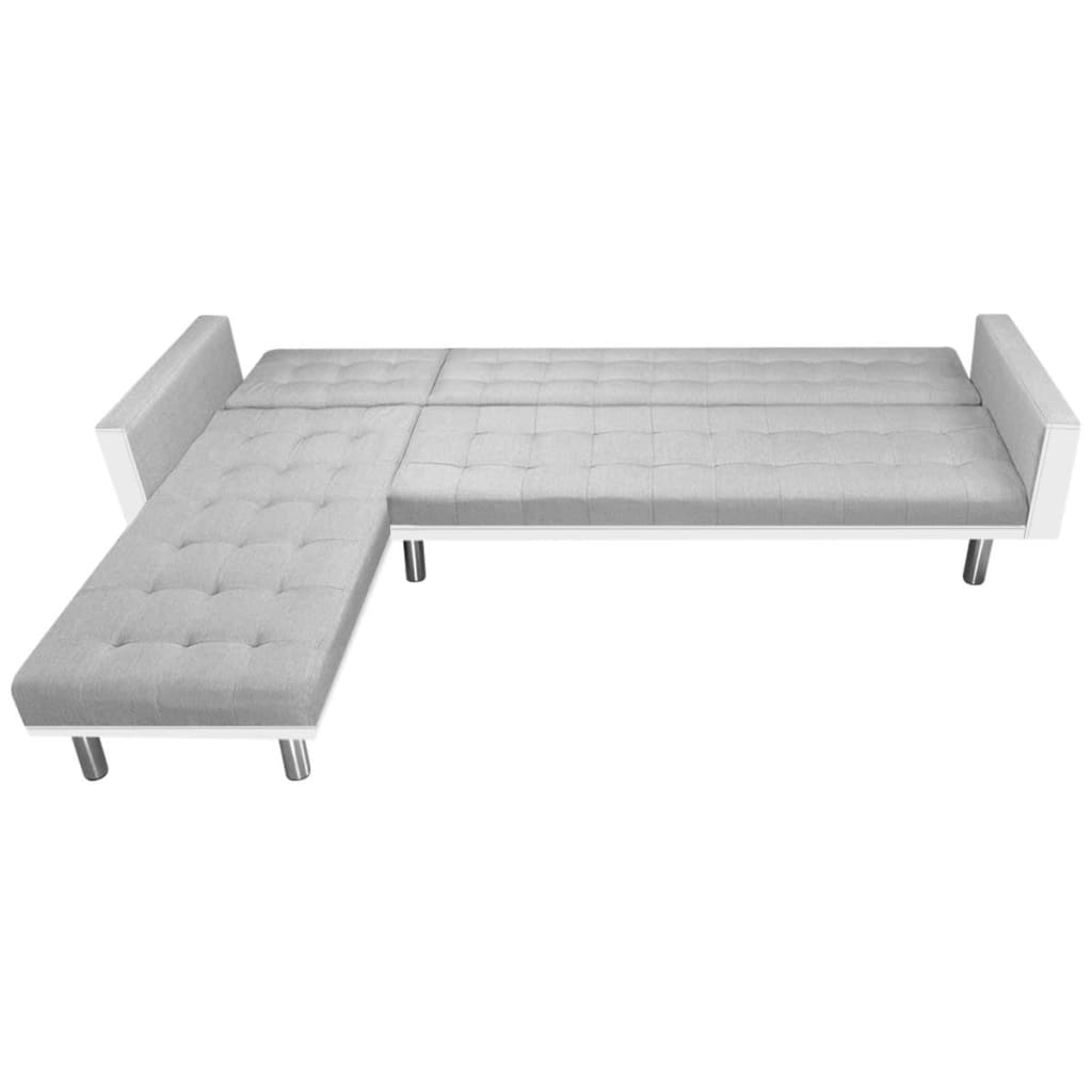 vidaXL Kampinė sofa lova, 218x155x69 cm, baltos ir pilkos spalvos