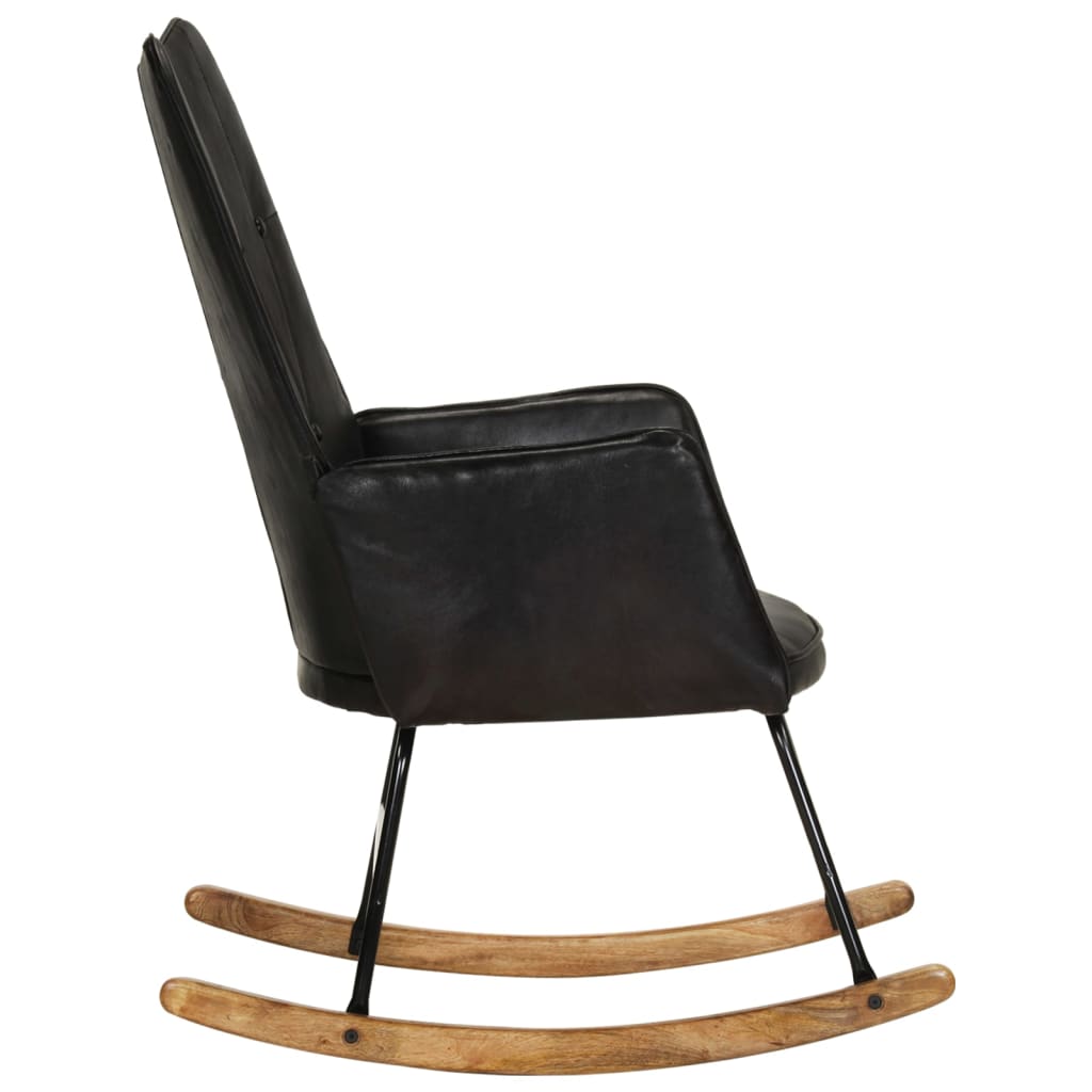 vidaXL Supama kėdė, juodos spalvos, tikra oda
