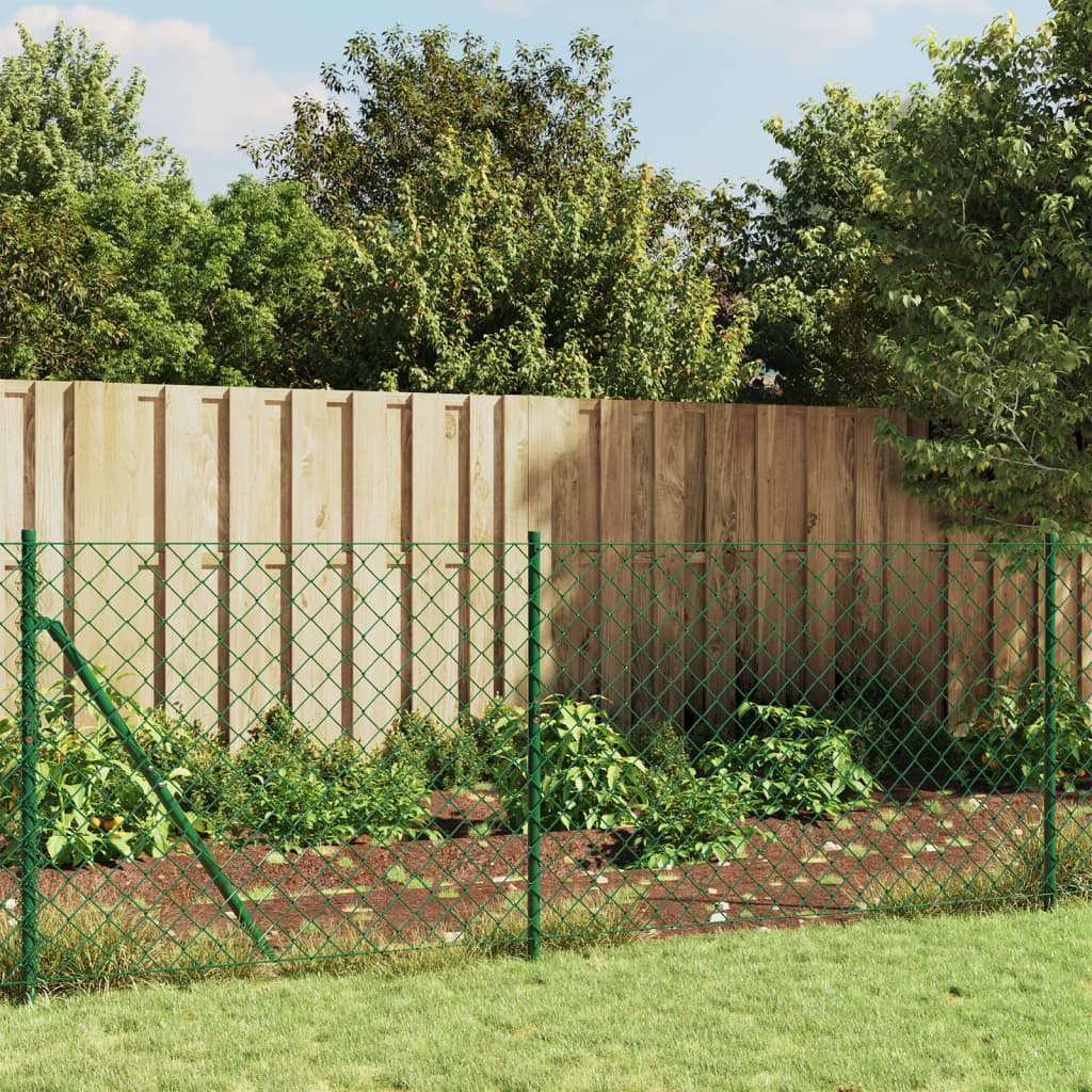 vidaXL Tinklinė tvora su flanšais, žalios spalvos, 0,8x25m