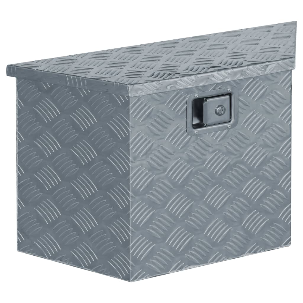 vidaXL Aliuminio dėžė, 70x24x42cm, trapecijos formos, sidabrinė