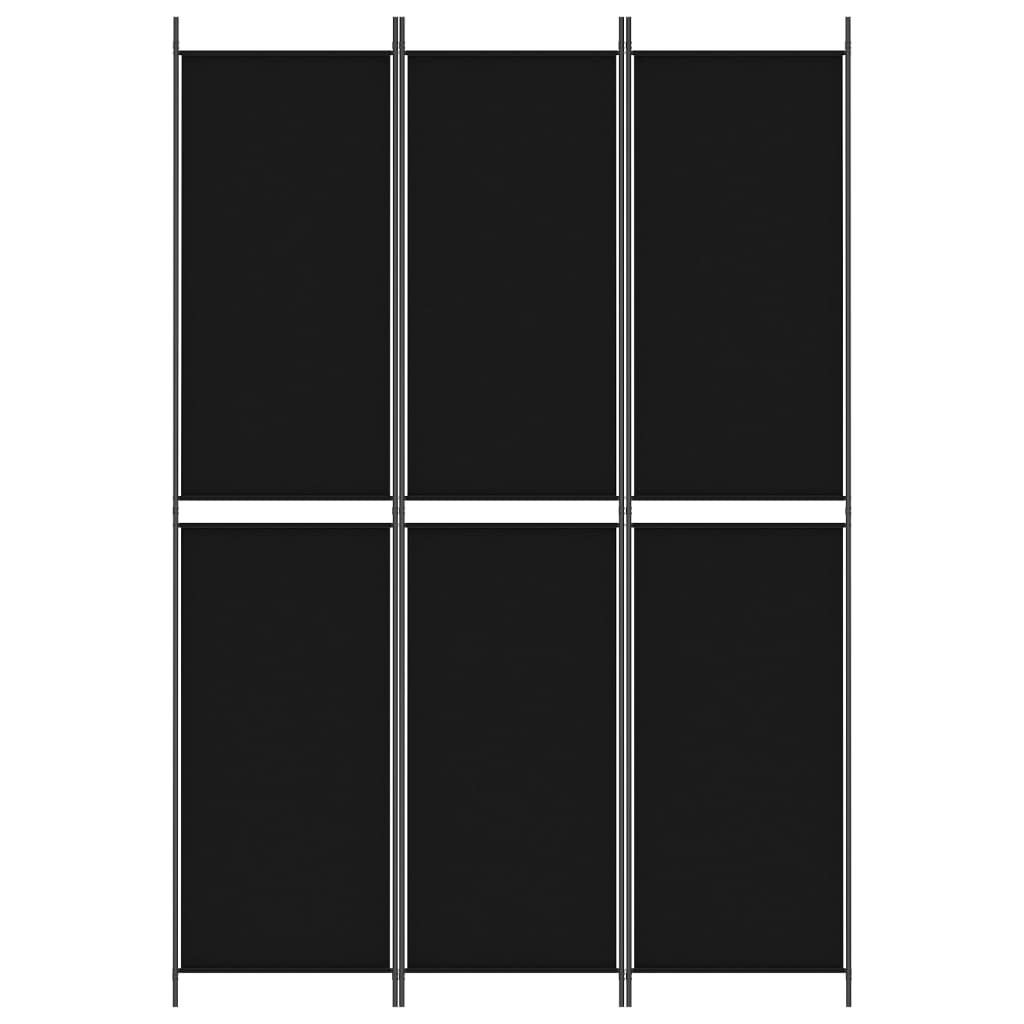 vidaXL Kambario pertvara, 3 dalių, juodos spalvos, 150x220cm, audinys