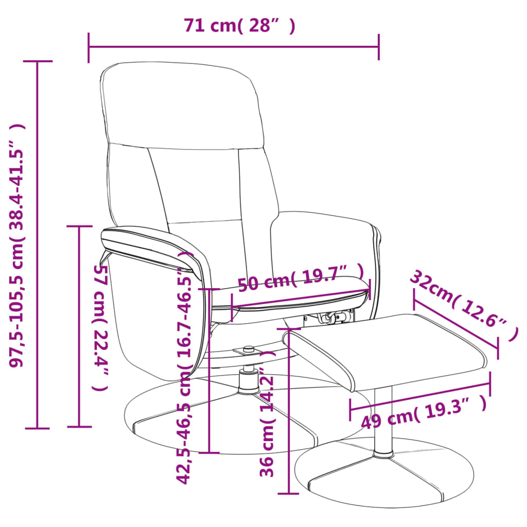 vidaXL Atlošiama kėdė su pakoja, tamsiai pilkos spalvos, aksomas