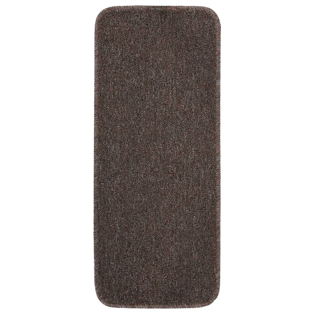 vidaXL Neslystantys laiptų kilimėliai, 15vnt., rudi, 60x25cm