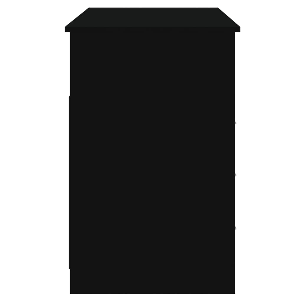 vidaXL Rašomasis stalas su stalčiais, juodas, 102x50x76cm, mediena