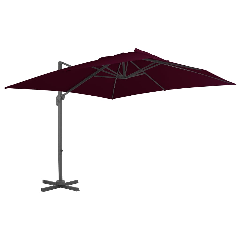 vidaXL Gembės formos skėtis su aliuminio stulpu, raudonas, 300x300cm