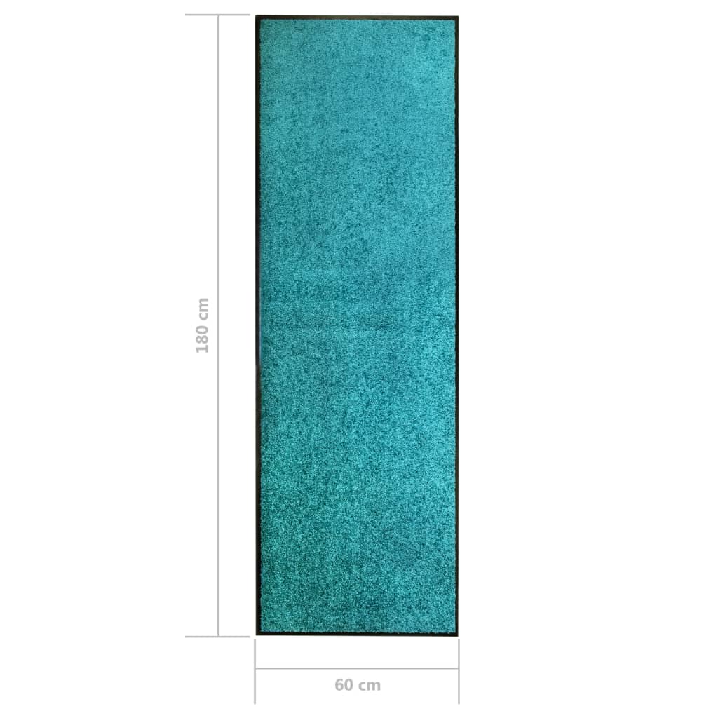 vidaXL Durų kilimėlis, žydros spalvos, 60x180cm, plaunamas