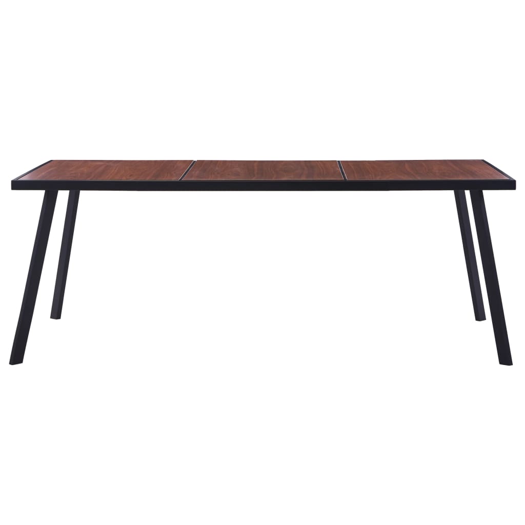 vidaXL Valgomojo stalas, tamsios medienos/juodas, 200x100x75cm, MDF