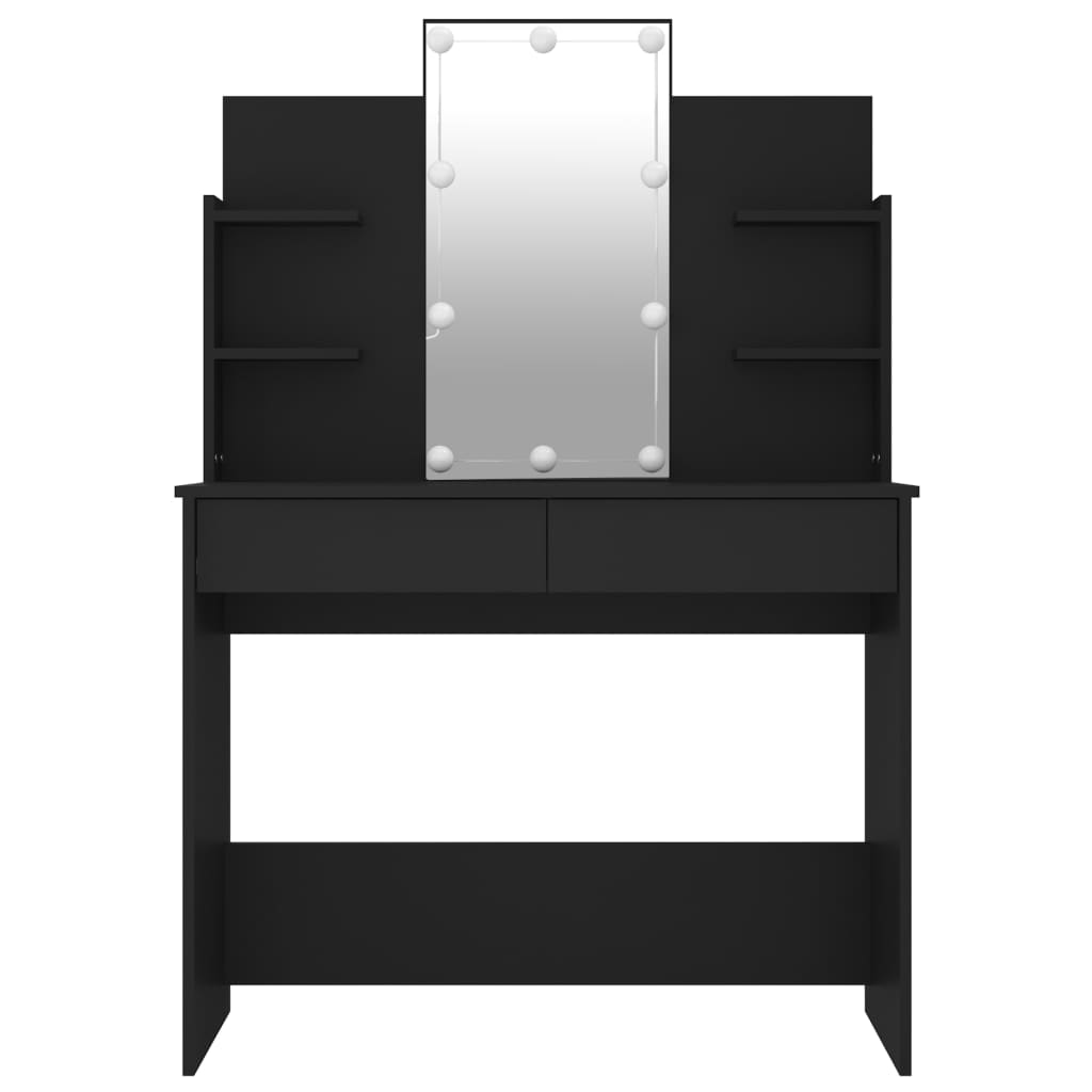 vidaXL Kosmetinis staliukas su LED, juodos spalvos, 96x40x142cm