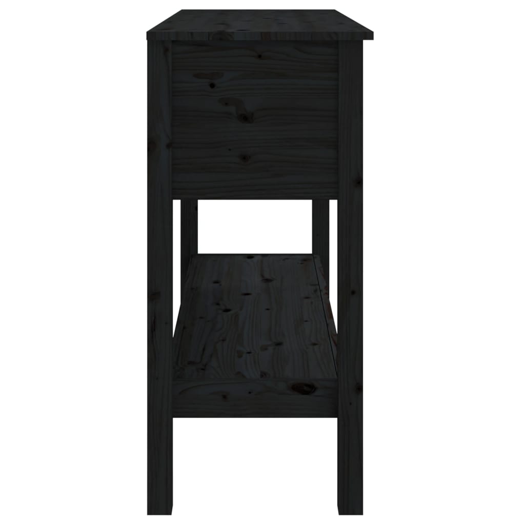 vidaXL Konsolinis staliukas, juodas, 100x35x75cm, pušies masyvas