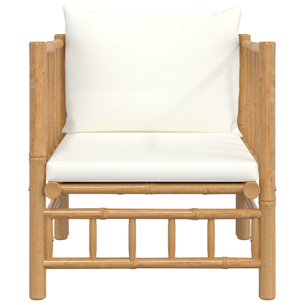 vidaXL Sodo sofos dalis su kreminėmis baltomis pagalvėlėmis, bambukas