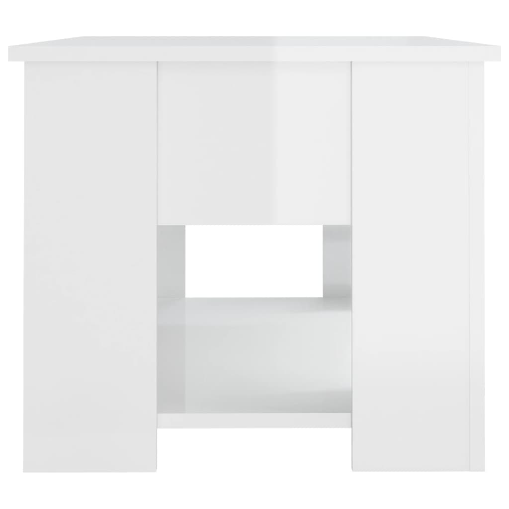vidaXL Kavos staliukas, baltas, 79x49x41cm, apdirbta mediena, blizgus