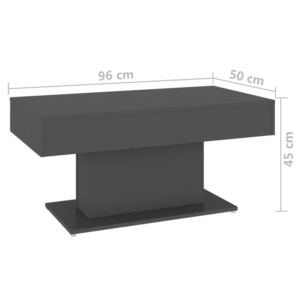 vidaXL Kavos staliukas, pilkos spalvos, 96x50x45cm, MDP