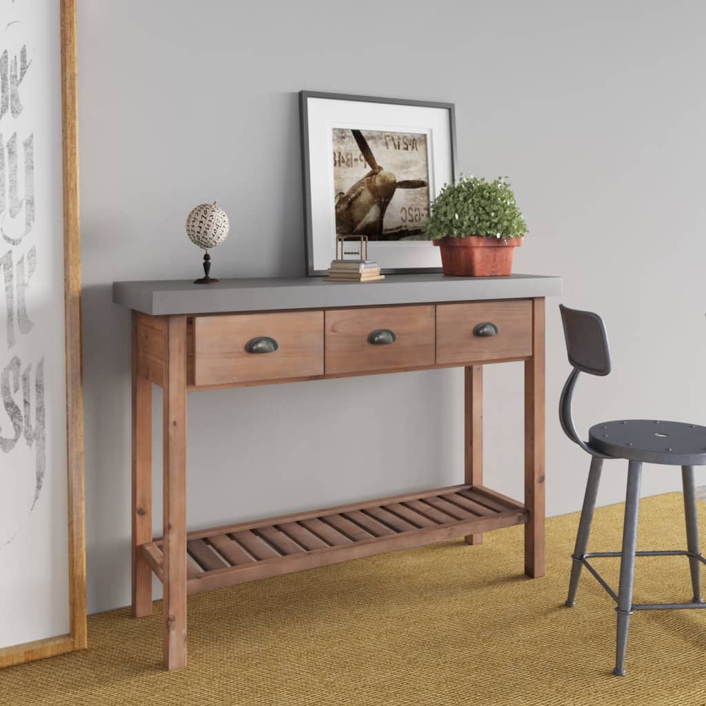 vidaXL Konsolinis staliukas, 110x35x80cm, eglės medienos masyvas