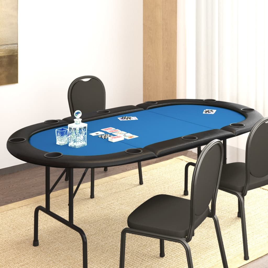 vidaXL Sulankstomas pokerio stalas, mėlynas, 206x106x75cm, 10 žaidėjų