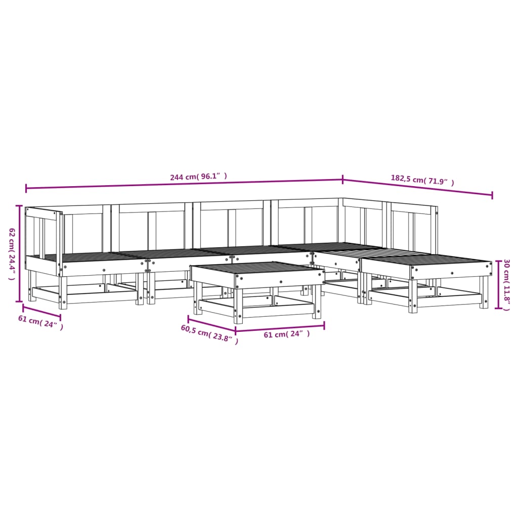 vidaXL Sodo poilsio baldų komplektas, 7 dalių, douglas eglės masyvas